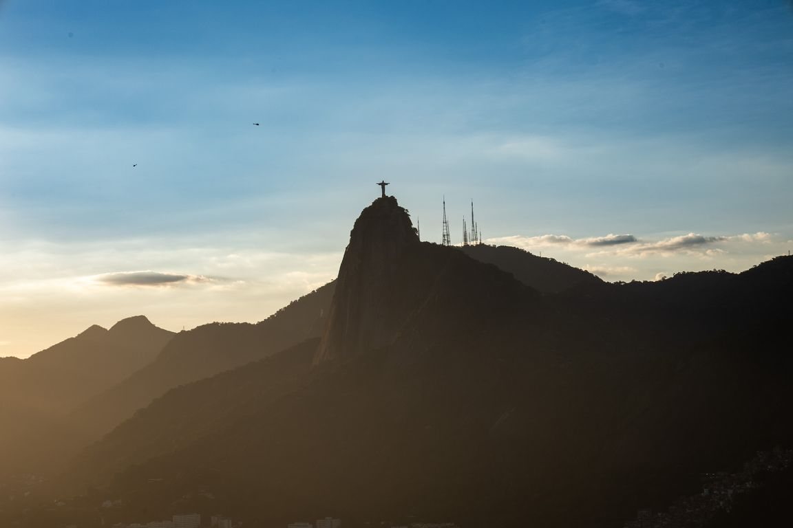 Christ the Redeemer in silhouette at dusk