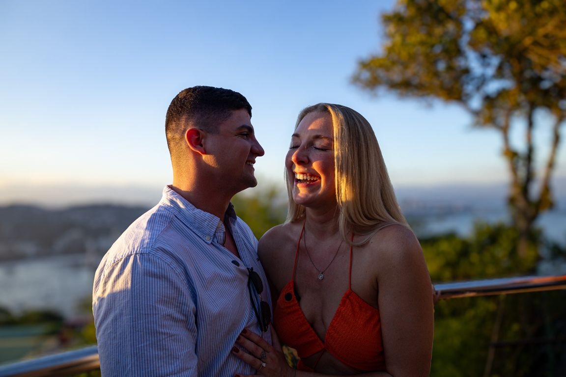 Laughing together at golden hour
