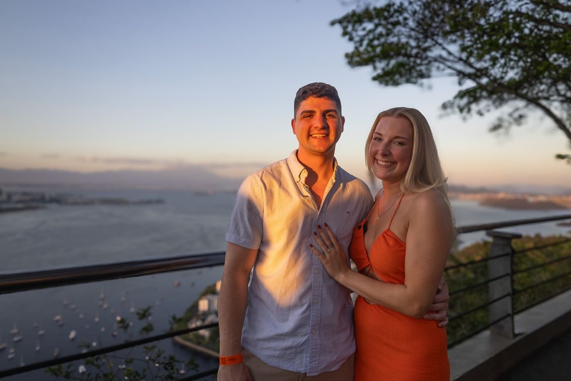 Jenna and Stefano at sunset above Guanabara Bay